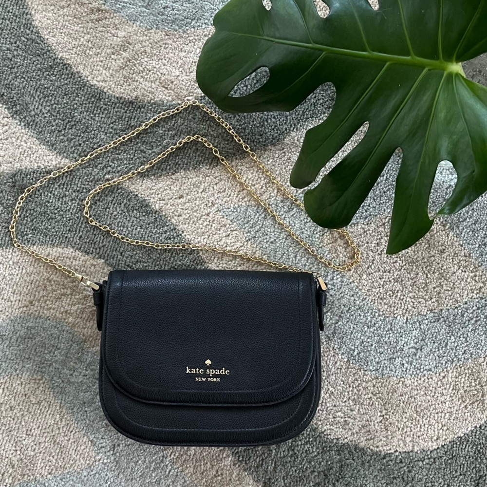 NWOT Kate Spade New York Blake Leather Saddlebag Purse black